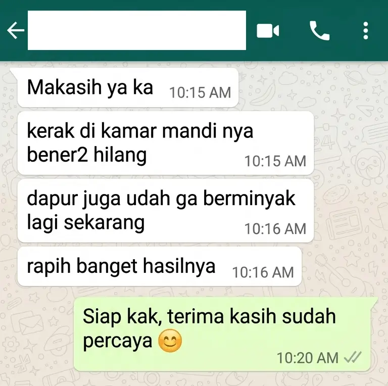 Screenshot percakapan WhatsApp pelanggan