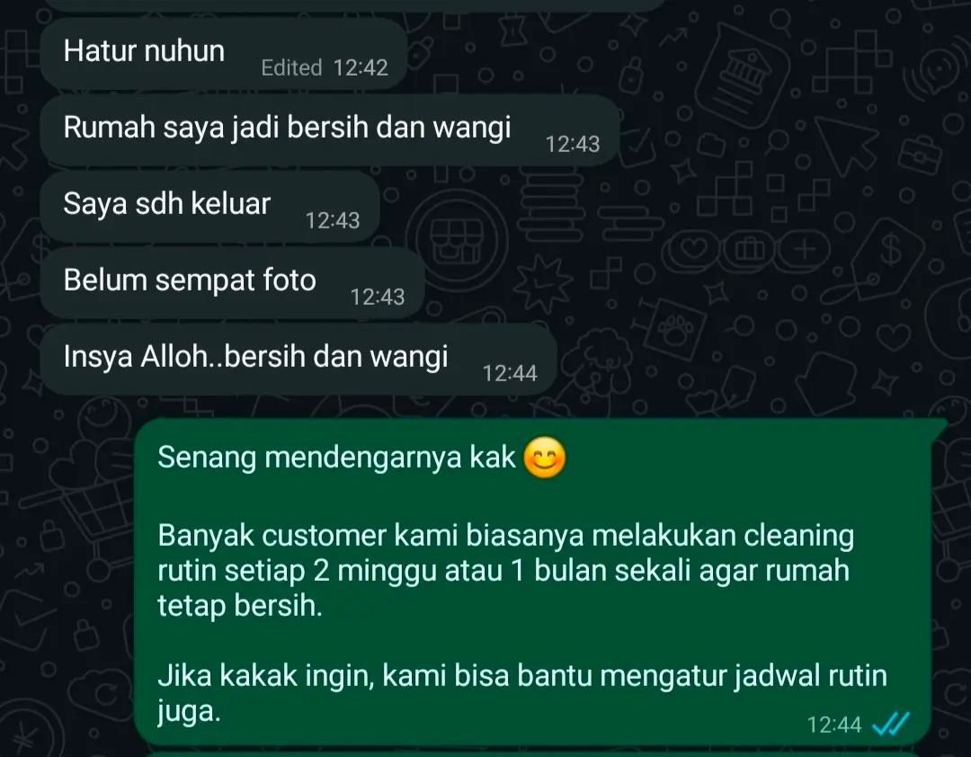 Screenshot percakapan WhatsApp pelanggan