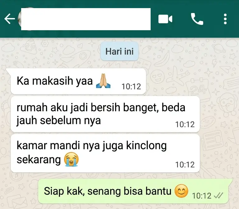 Screenshot percakapan WhatsApp pelanggan